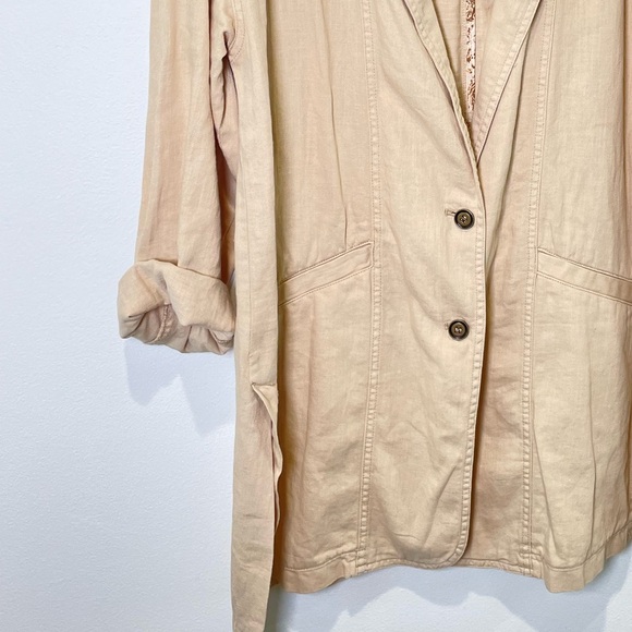 Pilcro Linen Oversized Tan Blazer‎ Size M Beige - Picture 10 of 11